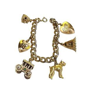 Vintage Unsigned Be My Honey Charm Bracelet (A4198)